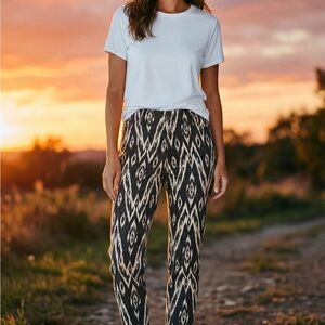 Police Black & White Ikat Straight-Leg Pants - Women